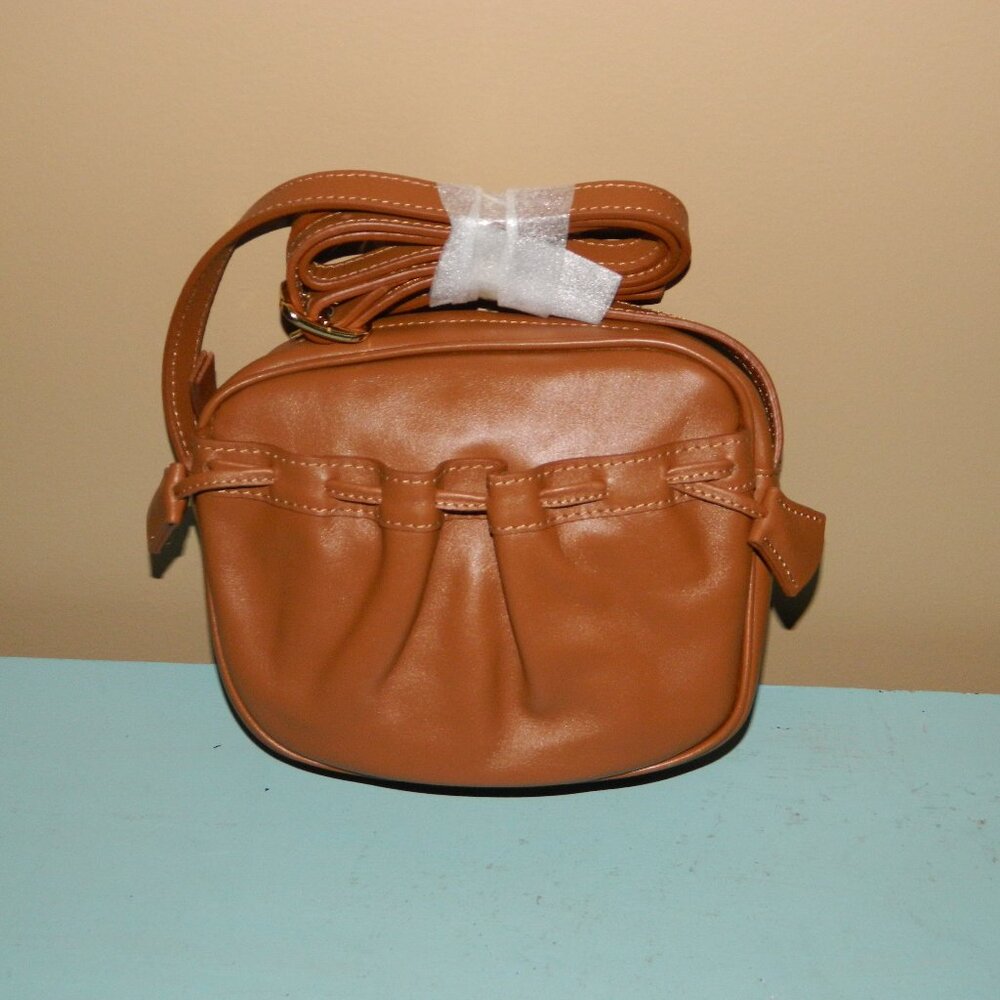 Mark & Graham Camel Gathered Leather Crossbody Bag